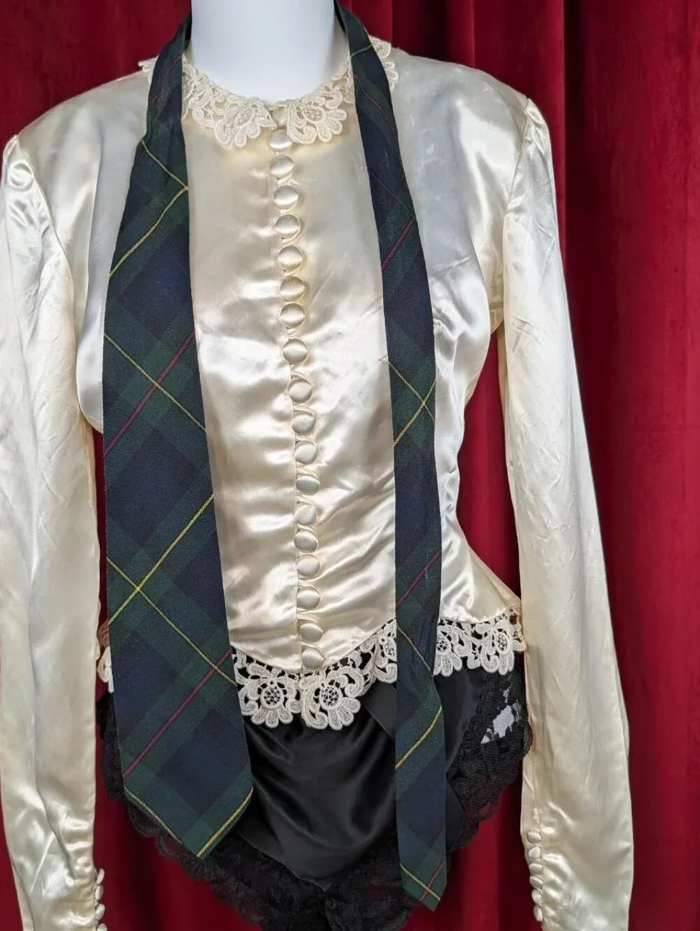 French Toast Green, Navy Blue, Yellow, & Red Tartan Plaid Tie